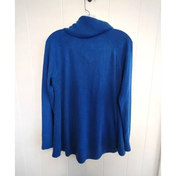 Ann Taylor Loft | Cobalt Royal Blue Women's Soft Cowl Neck Sweater Size M - Picture 5 of 7